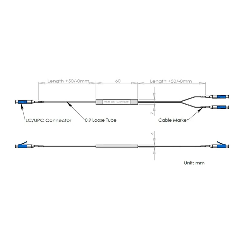 1*2 divisor de plc com conector LC/UPC