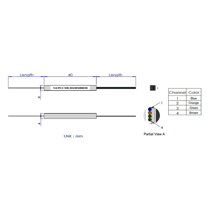 1*4 1*8 plc splitter (tipo de fibra nua)